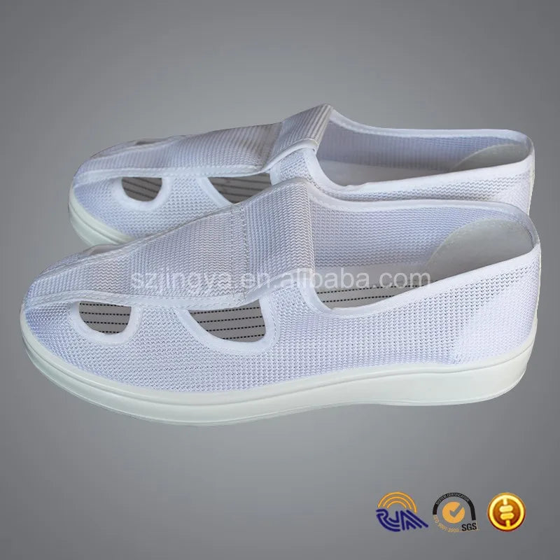 4 Holes Leather Upper PU Sole Industrial Esd Conductive Safety Shoes
