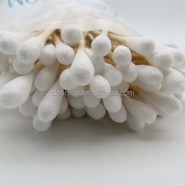 Hot 3'' 75mm Industrial Double Round Head Ended Wooden Stick Cleaning Cotton Buds Swabs