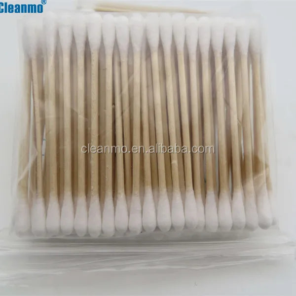 Hot 3'' 75mm Industrial Double Round Head Ended Wooden Stick Cleaning Cotton Buds Swabs
