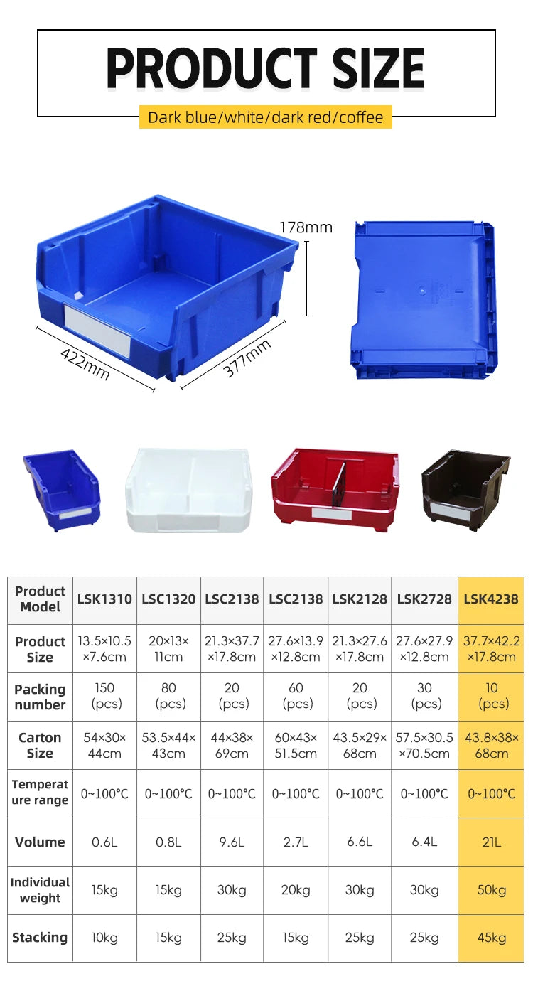Wholesale Stackable Plastic Crate for Hardware Spare Parts Display Workshop Storage Use