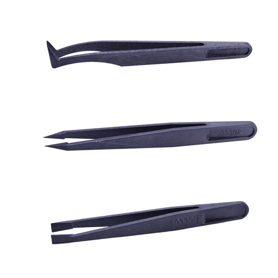 Manufacturer Cheap Custom Logo Bending Tip Anti-Static Plastic Tweezers ESD Kit for Eyelash Extension