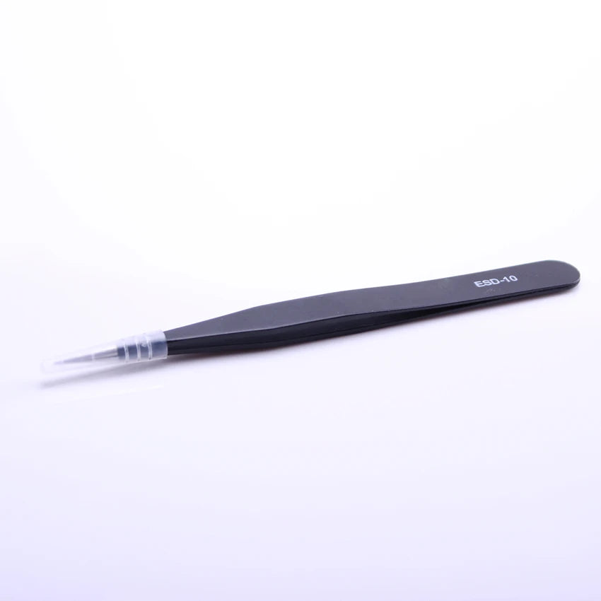 Industrial Grade Black ESD Stainless Steel Antistatic Tweezers for Electronics PCB and Mobile Phone Maintenance