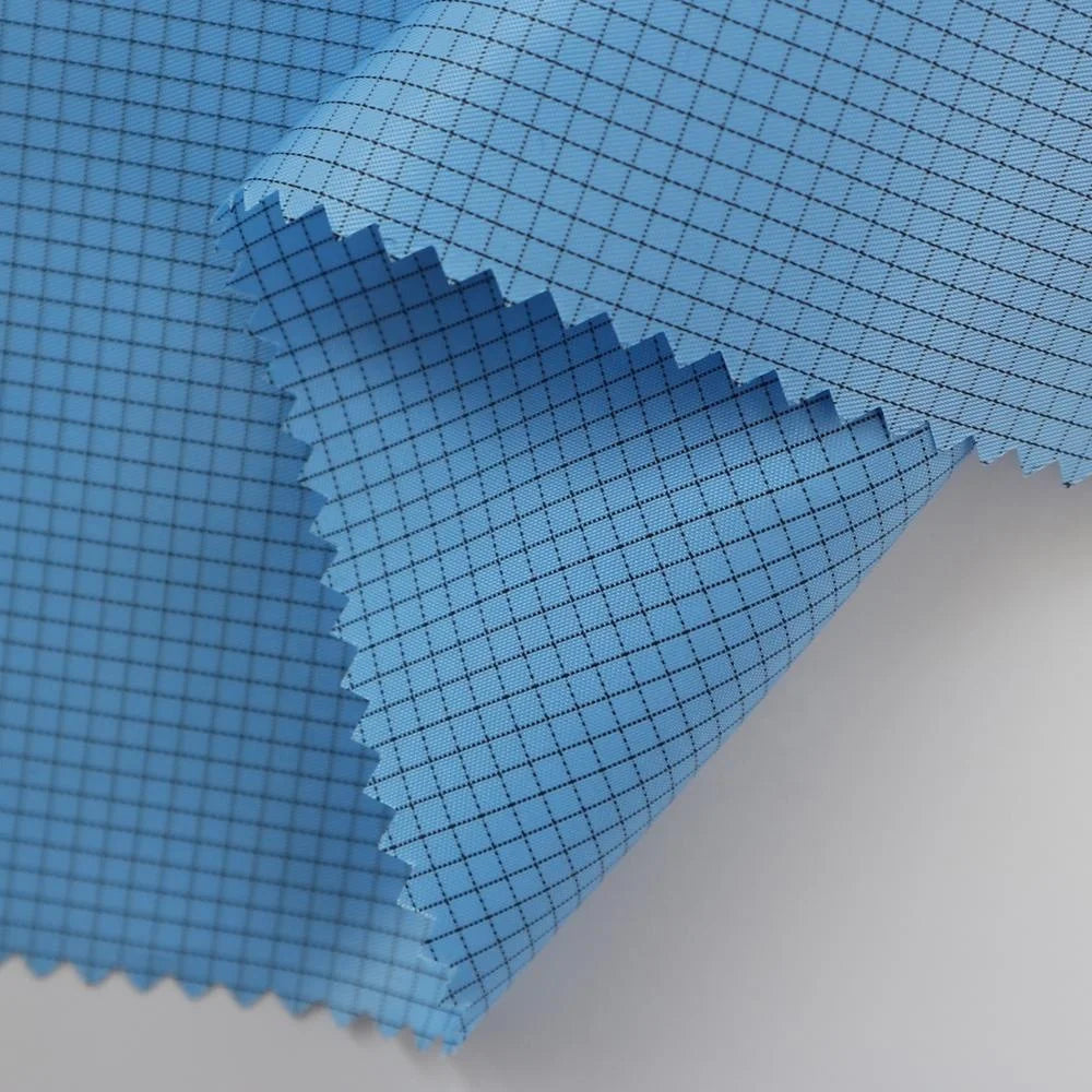 2.5mm Ripstop Grid Polyester Carbon Fiber Antistatic ESD Fabric Cleaning Room Fabric