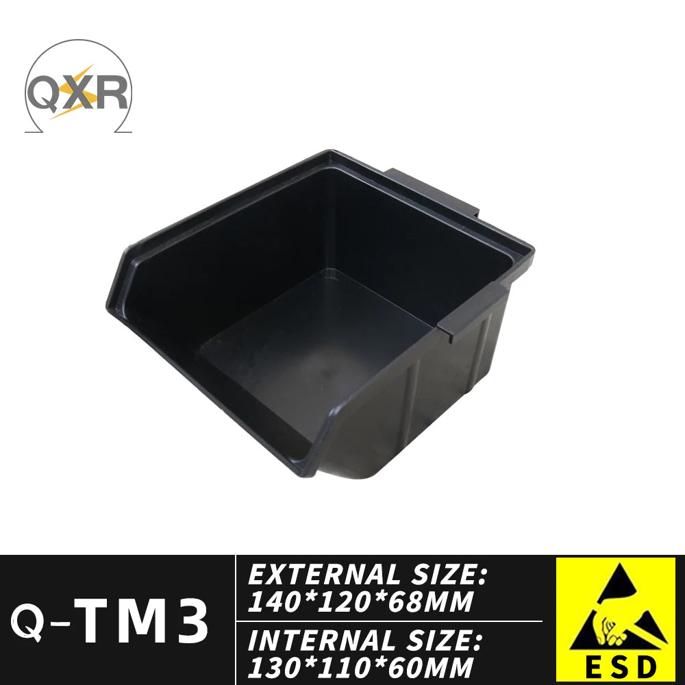 QXR Q-TM1 125*110*60mm Left Right Interlocking Type Black Antistatic Plastic ESD Picking Bin