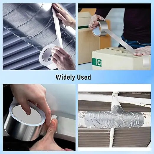 1- High Temperature Heat Resistant Fireproof Single or Double Side Conductive Adhesive Silver Metal Duct HAVC Aluminum Foil Tape