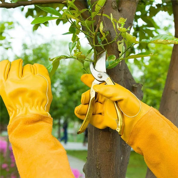 Anti Cut Resistant Flower Rose Pruning Thorn Proof Gloves Gauntlet Leather Women Long Sleeve Garden Gloves Split Leather Gloves