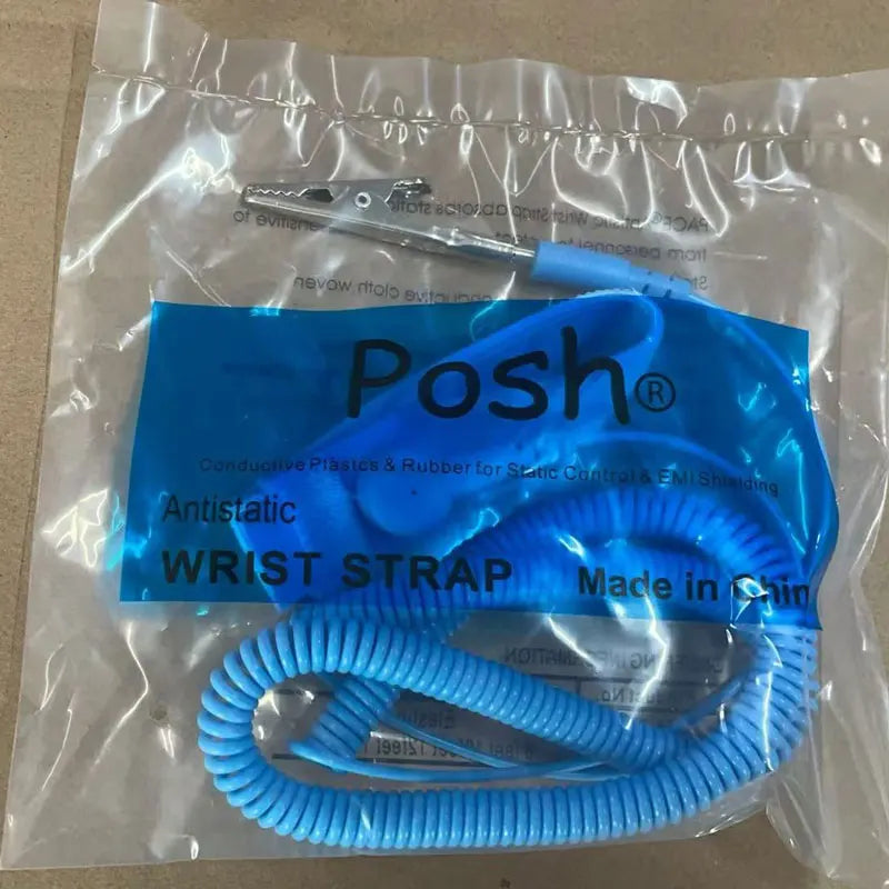 Blue PU Wired Elastic POSH Bag Packing Antistatic Adjustable Wrist Band ESD Wrist Strap for EPA Cleanroom Workshop Use