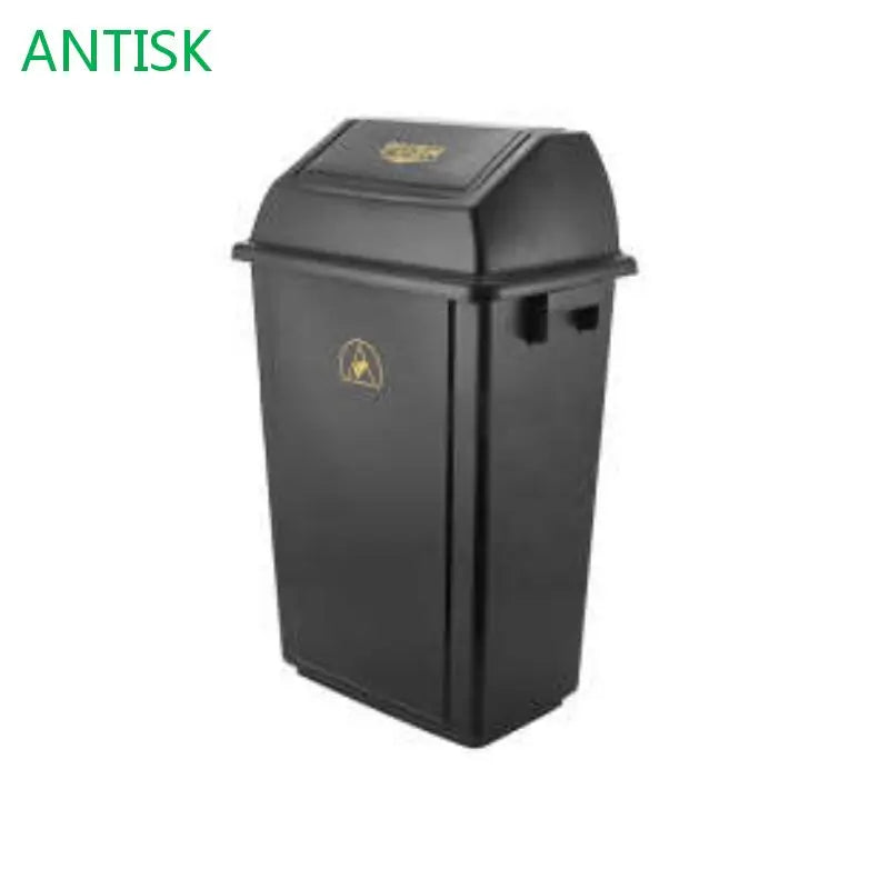 ESD Conductive Black Anti-Static Waste Bin with Lid for Dust-Free Cleanroom Workshop Safety Trash Can Permanent Solution