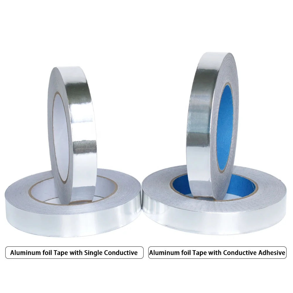 1- High Temperature Heat Resistant Fireproof Single or Double Side Conductive Adhesive Silver Metal Duct HAVC Aluminum Foil Tape