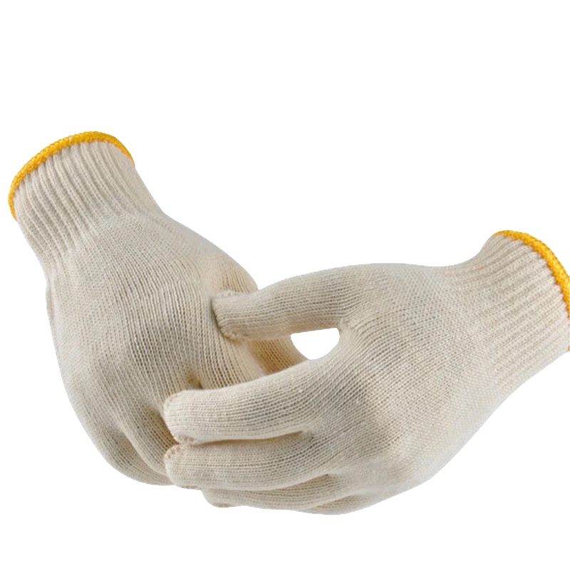 China Wholesale 7/10 Gauge Custom Logo Knitted Protective Hand Safety Gloves Strong Nature Original White Labour Working Gloves
