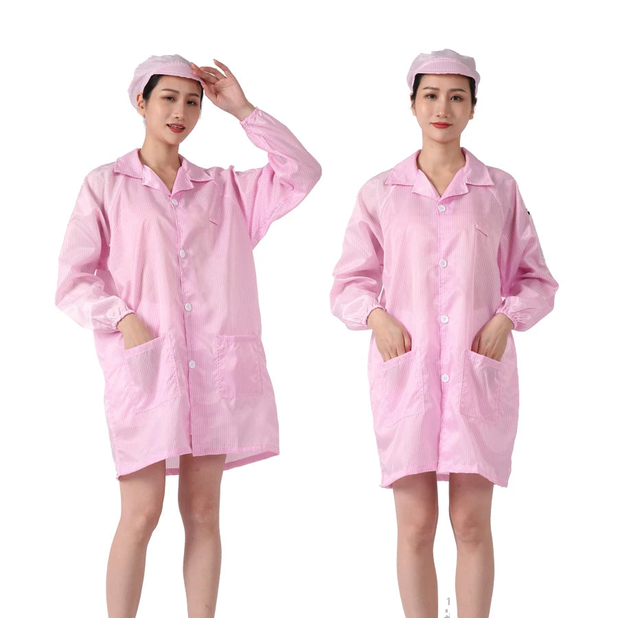 5mm Stripe/Grids Esd Clothes Esd Lab Coat Anti-static Clothing for Food Industry