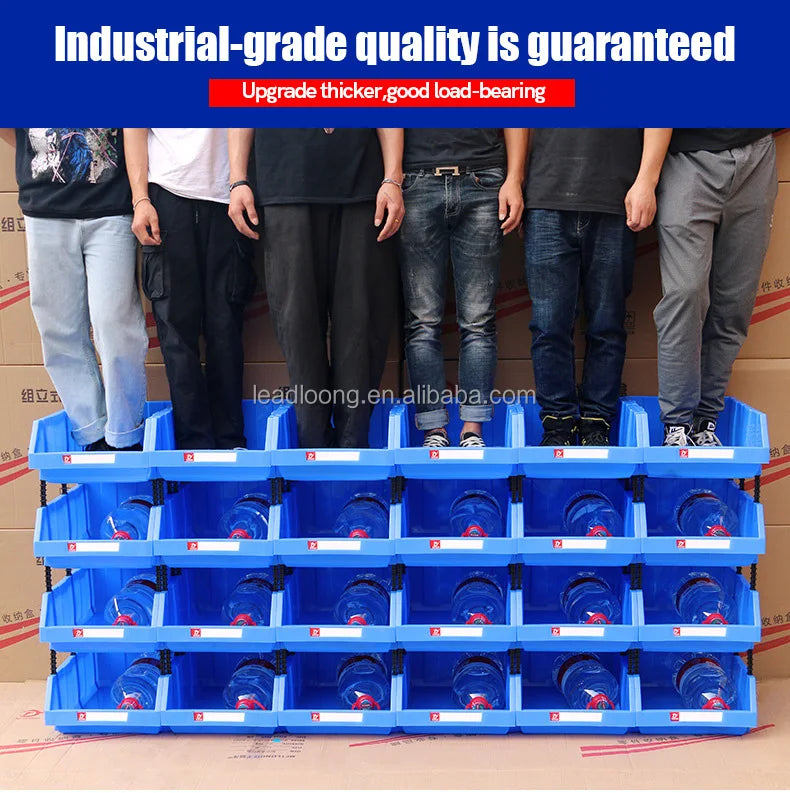 Warehouse Tool Hardware Storage Box Square Plastic PP Injection Stackable Hanging Shelf Storage Bin Part Bin