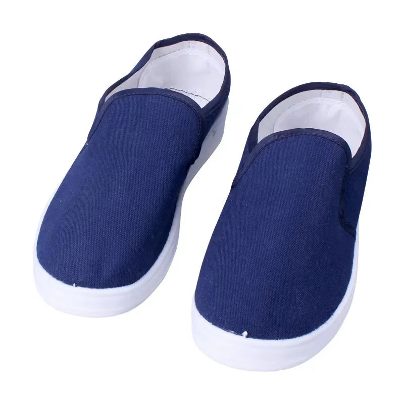 PVC Canvas ESD Magic Cleanroom Shoe Dark Blue Antistatic