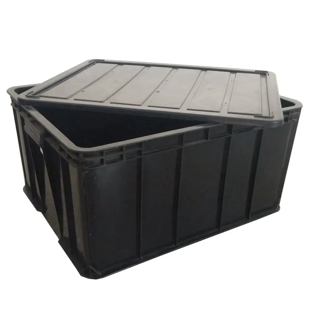 Static Dissipative Storage Plastic Tote Box With Lid European Standard Anti Static Esd Eu Conductive Plastic Box