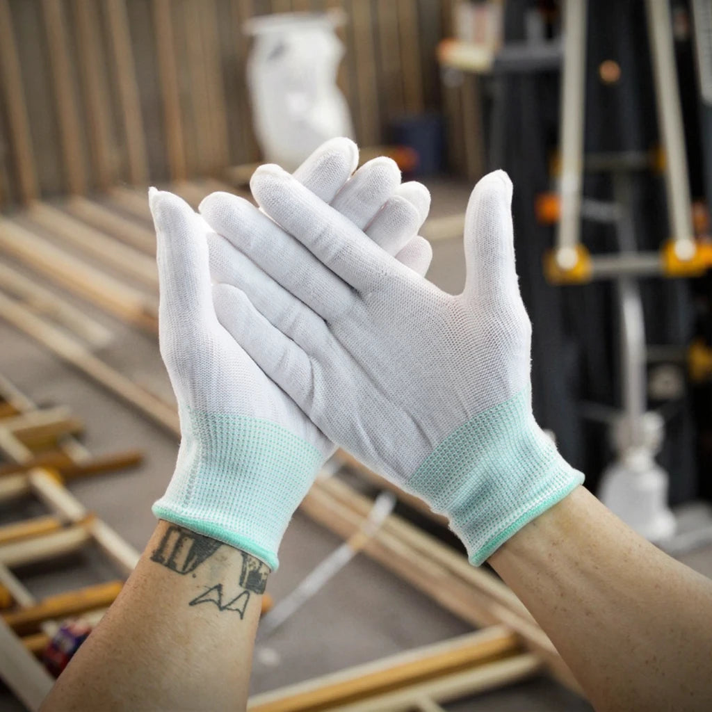 13 Gauge PU Palm Coated Gloves Wholesale Wear Resistant Safety Work Gloves White Coating Industry Glove