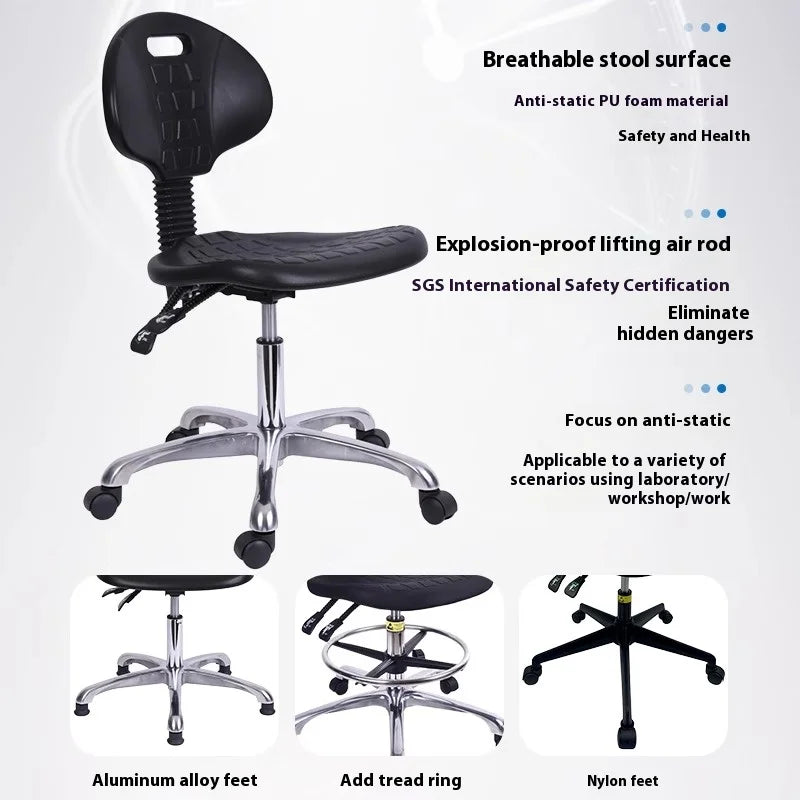 Commercial Anti-Static PU ESD Lab Chair Stool Industrial Modern for School Warehouse Microbiology Laboratory Furniture Sale