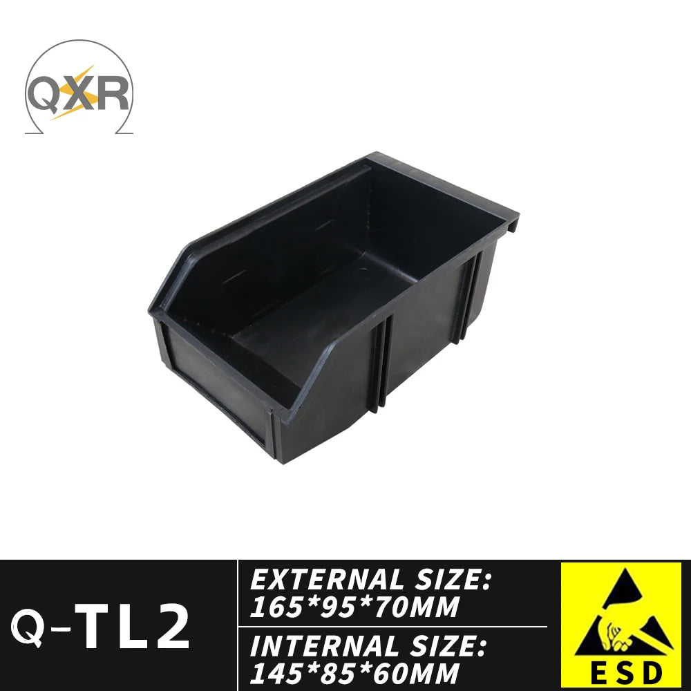 QXR Q-TM1 125*110*60mm Left Right Interlocking Type Black Antistatic Plastic ESD Picking Bin
