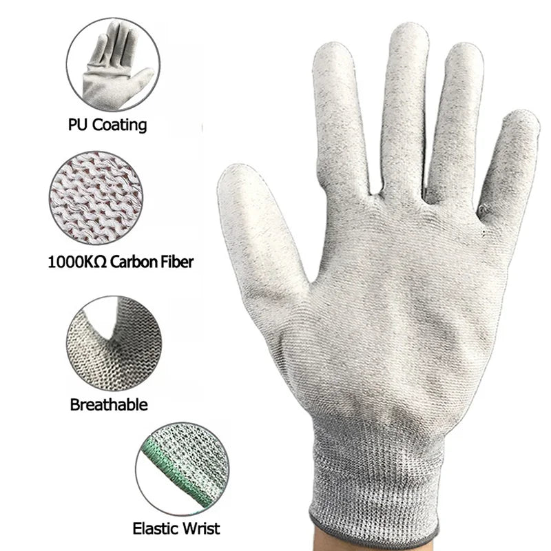 High Quality Factory Supply PU Coated Palm Gloves Cleanroom Safe ESD Anti Static Gloves for Electronics