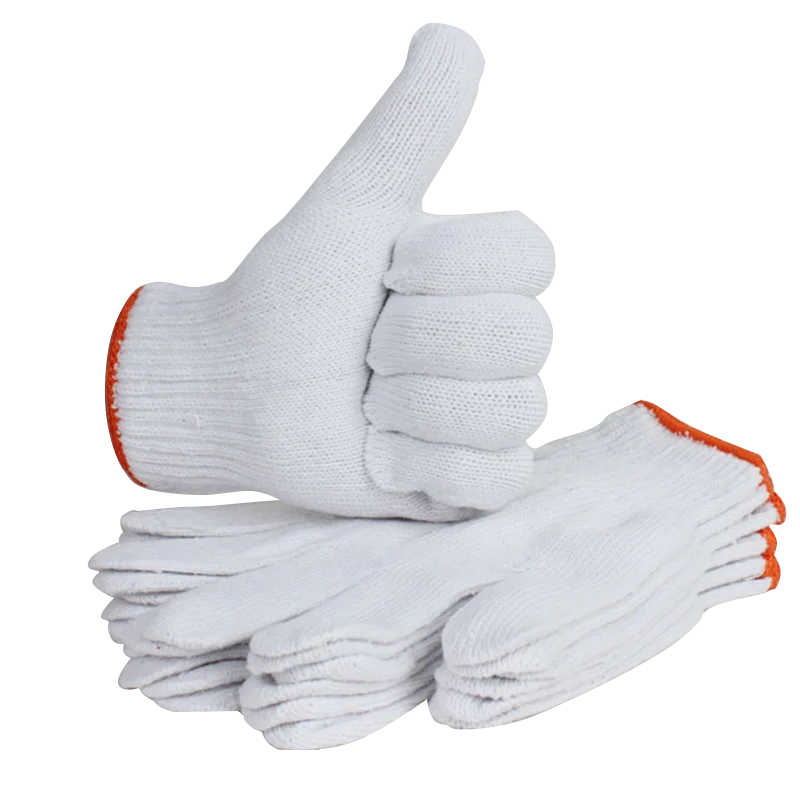 China Wholesale 7/10 Gauge Custom Logo Knitted Protective Hand Safety Gloves Strong Nature Original White Labour Working Gloves