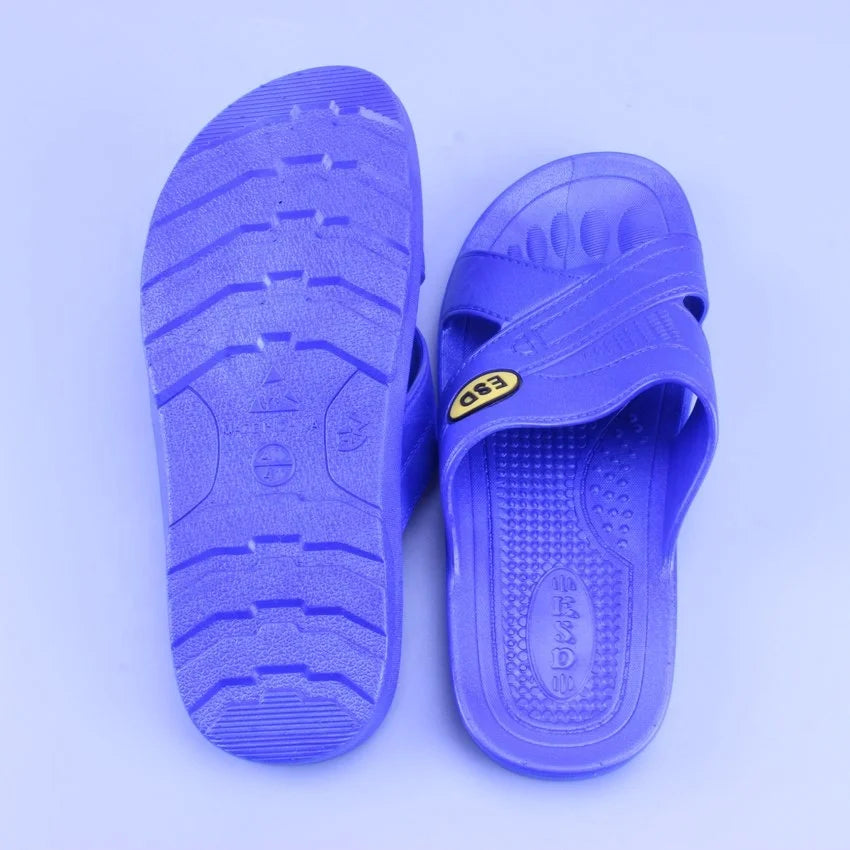 SPU Latest Design Slippers/antistatic Safety Shoes with Crossed Face/esd Slipper for Cleanroom