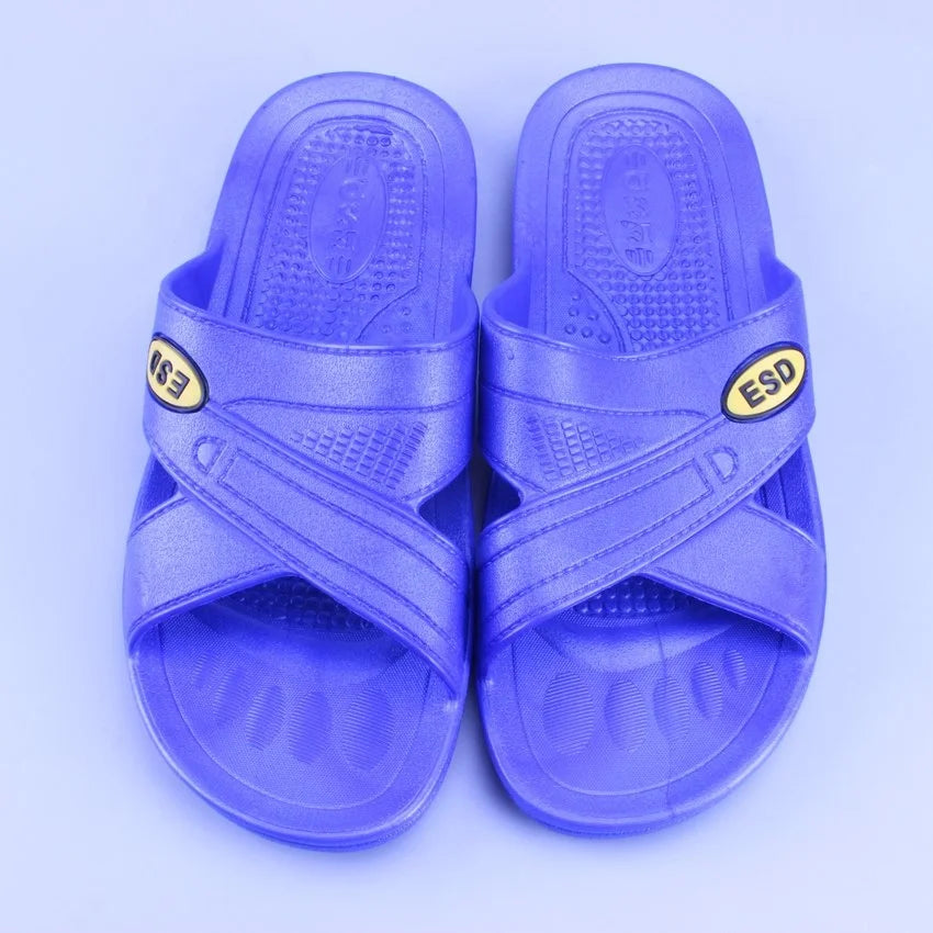 SPU Latest Design Slippers/antistatic Safety Shoes with Crossed Face/esd Slipper for Cleanroom