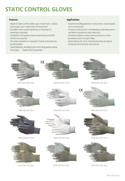 Made in Korea Conductive Dot Gloves Copper Yarn and Nylon Static Control ESD Gloves