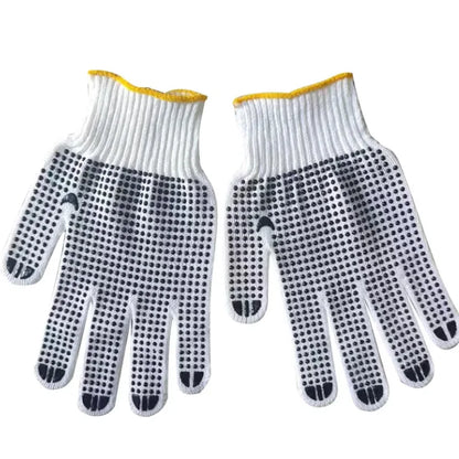 13 Needle Doted Work Safety Gloves Anti-Slip Grip Non-Slip Soft Cotton Silicone Leather Nylon Polyester Anti-Static Gardening