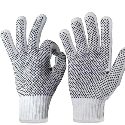 13 Needle Doted Work Safety Gloves Anti-Slip Grip Non-Slip Soft Cotton Silicone Leather Nylon Polyester Anti-Static Gardening
