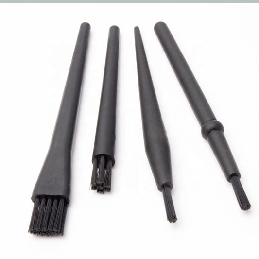Industrial Small Black Round Handle SMT Machine Black Carbon Fiber Antistatic Cleanroom Conductive ESD Brush for PCB Cleaning