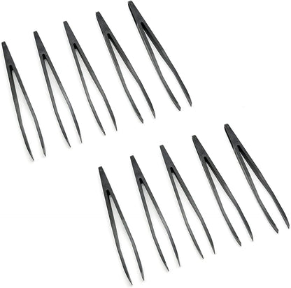 Black Anti-static ESD Plastic Tweezers Set Pointed Flat Curved Tips Tweezers for Electronics Phone PCB Repair Tools Kit