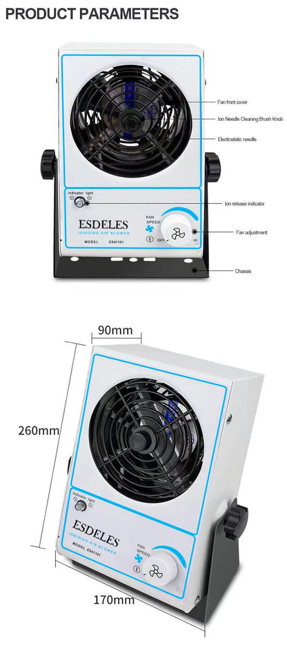 Electrostatic Industrial Static Eliminator Warm Air Blower Ionizer High Pressure Horizontal Modular Ionizing Air Blower White