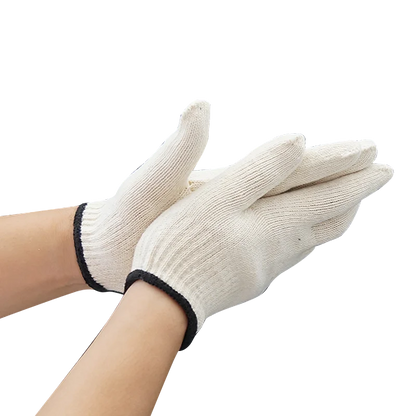 China Wholesale 7/10 Gauge Custom Logo Knitted Protective Hand Safety Gloves Strong Nature Original White Labour Working Gloves