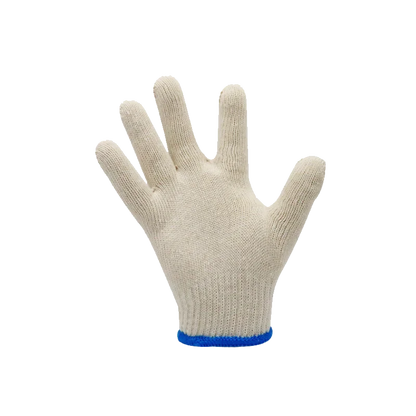 China Wholesale 7/10 Gauge Custom Logo Knitted Protective Hand Safety Gloves Strong Nature Original White Labour Working Gloves
