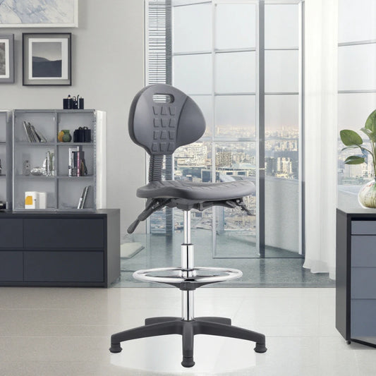 Wenchen Office Furniture Antistatic High ESD Soft PU Lab Foot Ring 2 Lever Mechanism Tilting Work Stool Laboratory Chairs