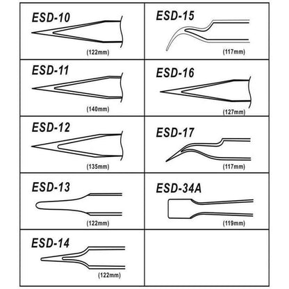 Precision Rubber Tipped Stainless Steel Anti-static Tweezer Sets Esd Tweezers Series for Computer Repair Tools