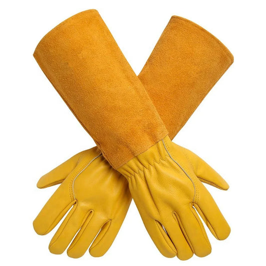 Anti Cut Resistant Flower Rose Pruning Thorn Proof Gloves Gauntlet Leather Women Long Sleeve Garden Gloves Split Leather Gloves