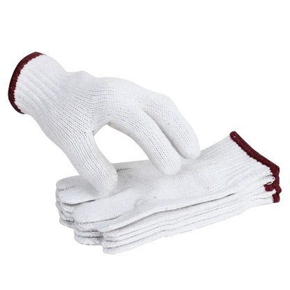 China Wholesale 7/10 Gauge Custom Logo Knitted Protective Hand Safety Gloves Strong Nature Original White Labour Working Gloves