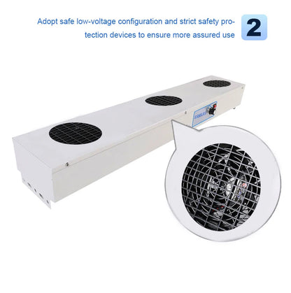 Hot Selling High Quality Horizontal Ion Fan Overhead Industrial Ionizing Air Blower With 3 Fans