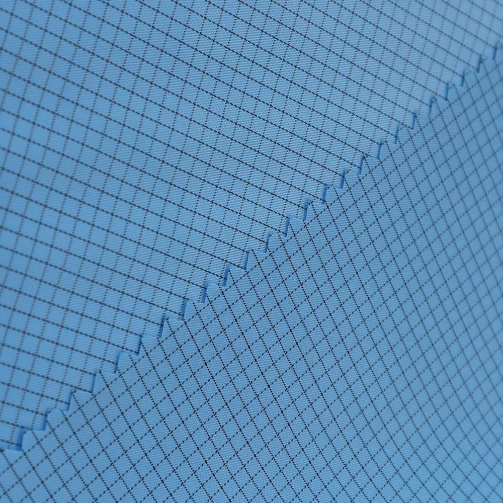 2.5mm Ripstop Grid Polyester Carbon Fiber Antistatic ESD Fabric Cleaning Room Fabric