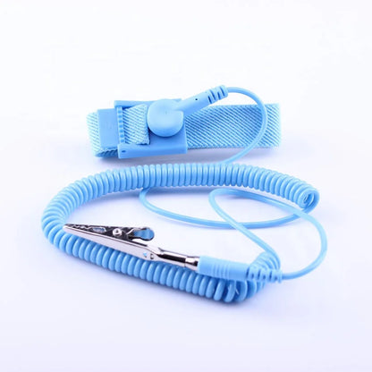 Blue Conductive Cleanroom Use Static Dissipative PU Wired Anti Static ESD Wrist Strap Band Manufacturer