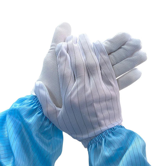 Custom Logo Best Material for Boxes Pu Plam Coatinig Cleanroom Gloves Singapore Esd Dotted Glove