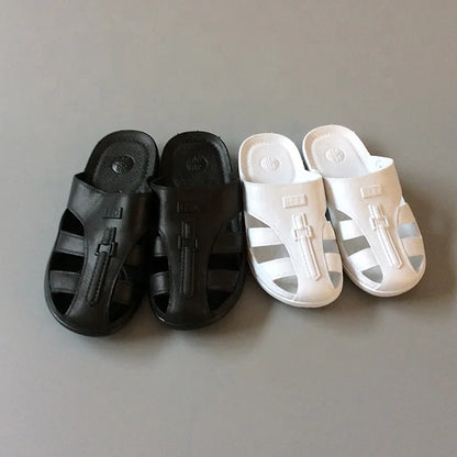 Toe Protection Non-slip Breathable Black SPU Six-eye ESD Slippers Anti-static Shoes