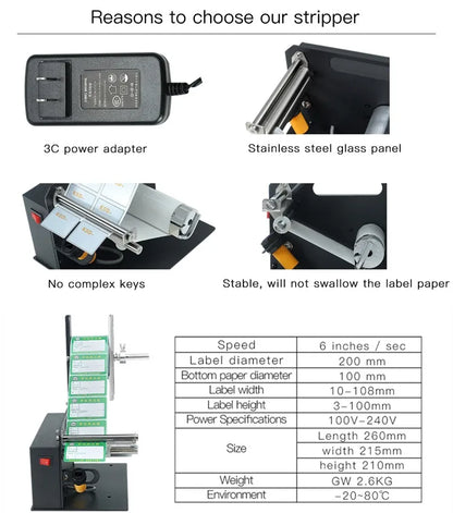 FYJ D58 Automatic Label Dispenser Machine Desktop Sticker Dispenser Shipping Labels Roll Dispenser Peel Off Labels Machine
