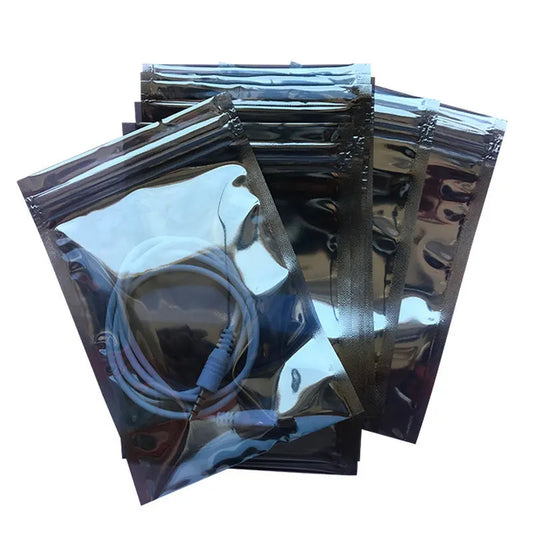 Custom Open Top Cleanroom Foil Aluminium Antistatic Ziplock Bags Moisture Anti Static Safe Barrier Packing Shielding ESD Bag