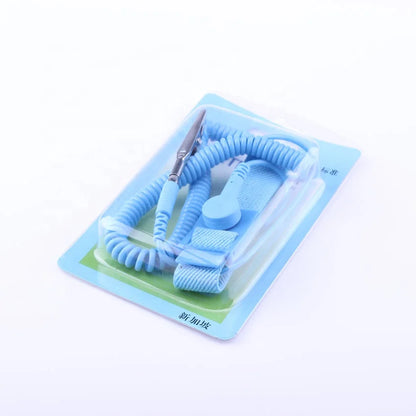 Blue Conductive Cleanroom Use Static Dissipative PU Wired Anti Static ESD Wrist Strap Band Manufacturer