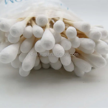 Hot 3'' 75mm Industrial Double Round Head Ended Wooden Stick Cleaning Cotton Buds Swabs