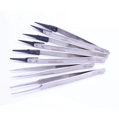 ESD Metal Tweezers with Changeable Head/tweezers Stainless Steel Professional/tweezers Tools