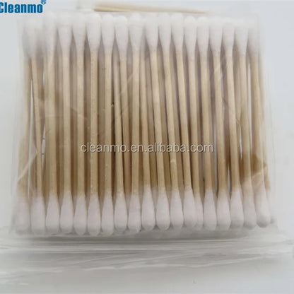 Hot 3'' 75mm Industrial Double Round Head Ended Wooden Stick Cleaning Cotton Buds Swabs