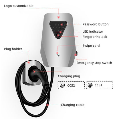 7KW/11KW/22KW  35A Ev Car Charger  Type 1 Type 2 GB/T