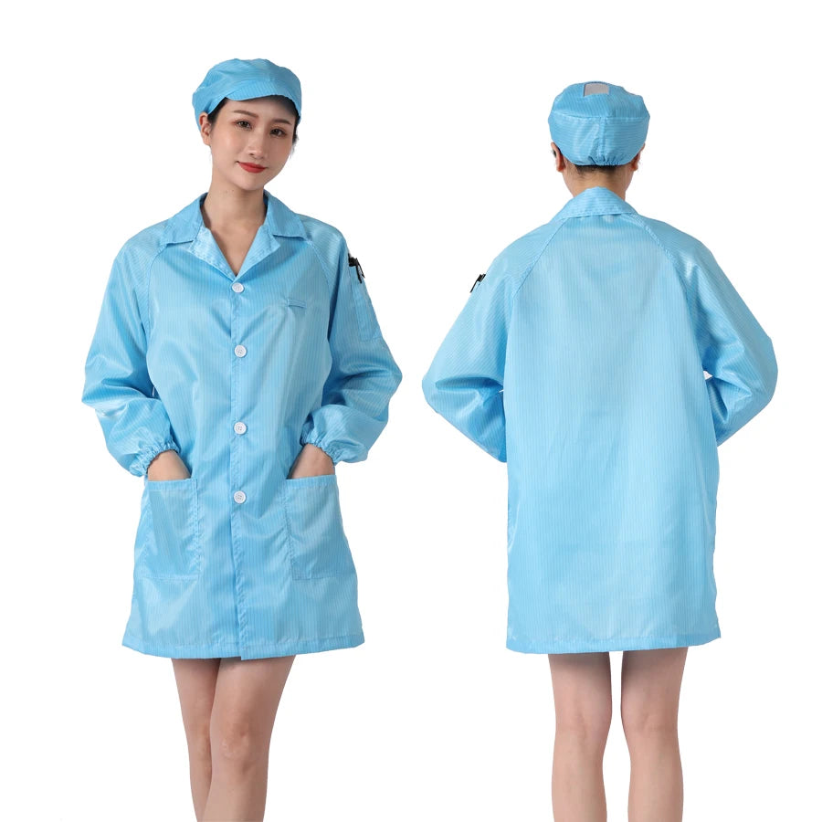 5mm Stripe/Grids Esd Clothes Esd Lab Coat Anti-static Clothing for Food Industry